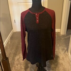 Ocean Current Burgundy and Charcoal Long Sleeve Top